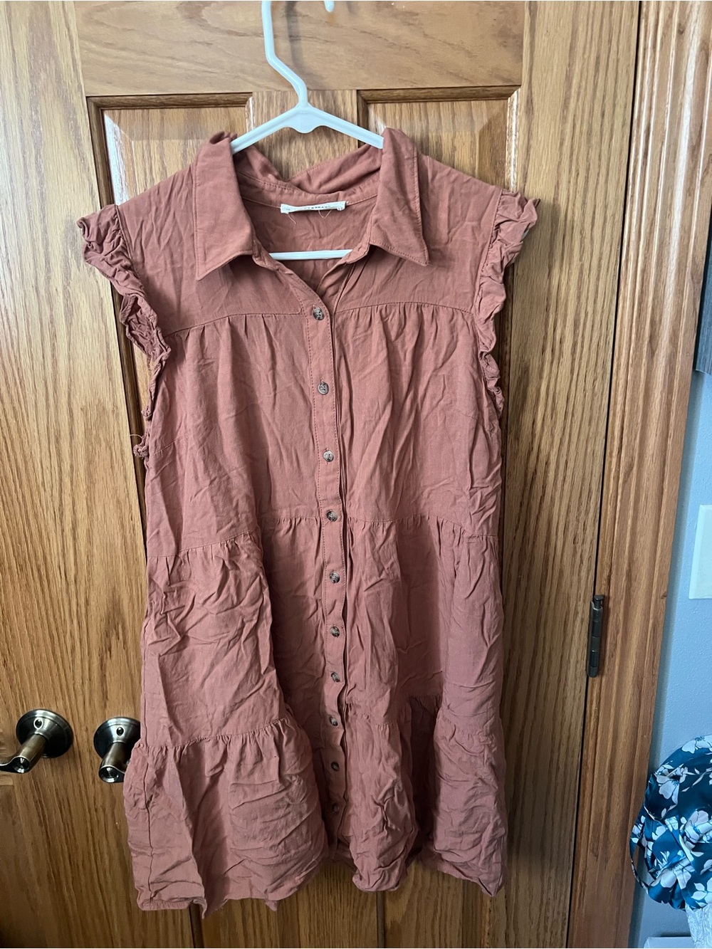 Large Lucky Brand Rust Button-Front Shirt Dress